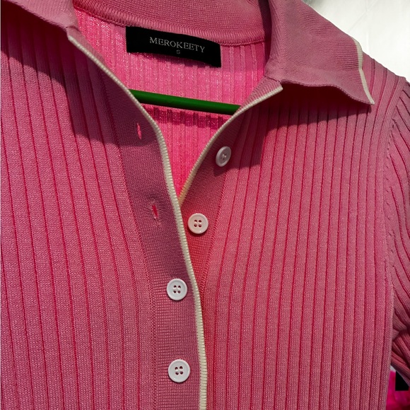 Pink Ribbed Midi Dress - Picture 5 of 8